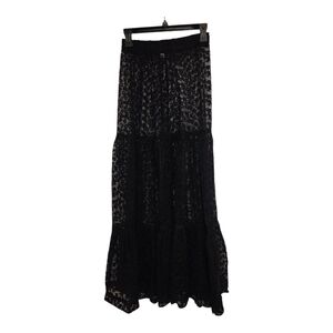 Women's Black Lace Tiered Maxi Skirt - Versatile Evening Wear